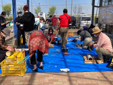 潮来市での竹灯りワークショップ